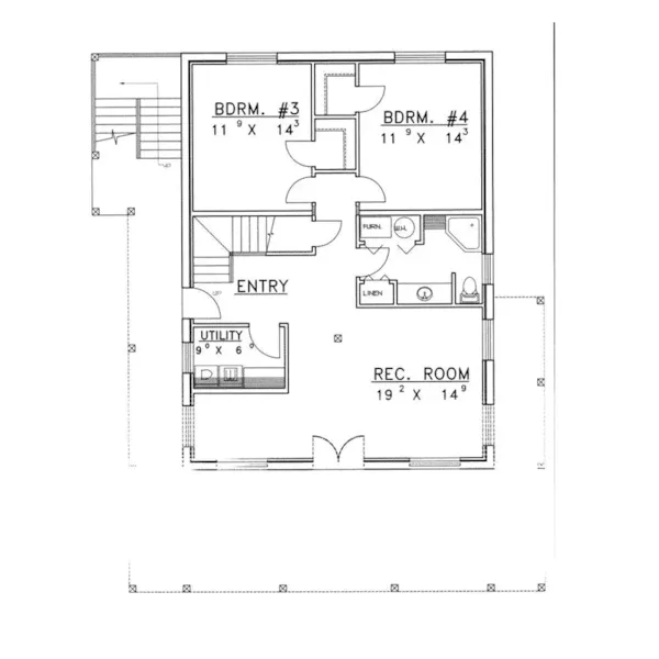 Lowcountry House Plan Lower Level Floor - Quiet Meadows Raised Log Home 088D-0043 - Shop House Plans and More