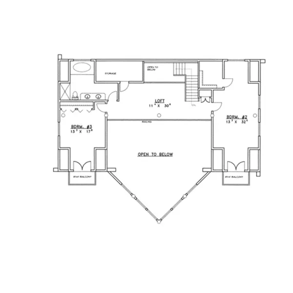 Rustic House Plan Second Floor - Regatta Bay A-Frame Log Home 088D-0044 - Shop House Plans and More