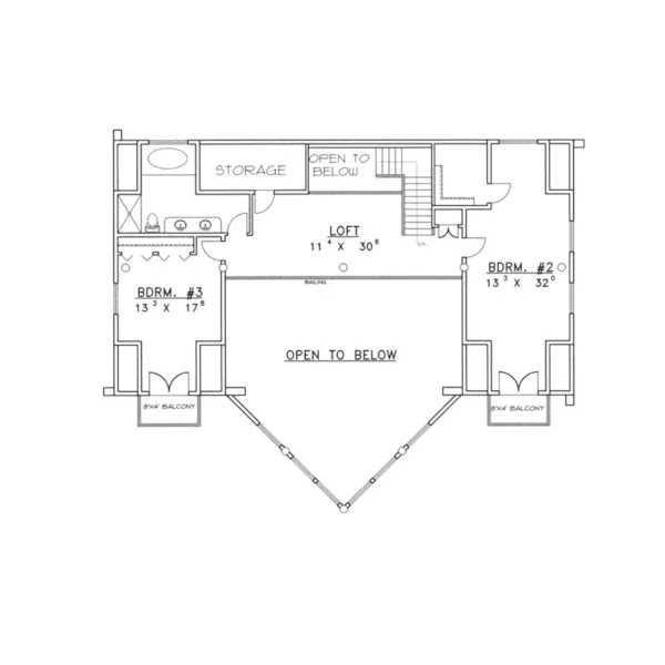 Lake House Plan Second Floor - Durand Creek A-Frame Log Home 088D-0045 - Search House Plans and More