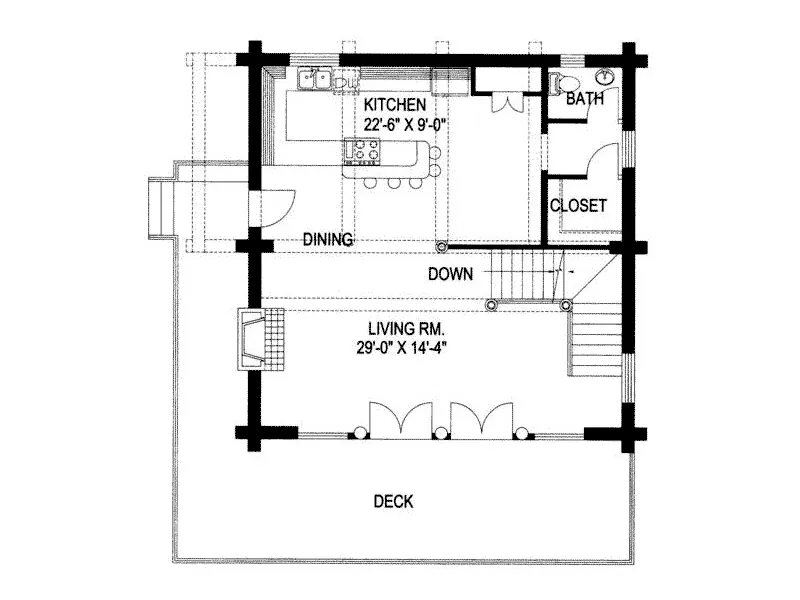 Bungalow House Plan First Floor - Leola Raised A-Frame Log Home 088D-0046 - Shop House Plans and More