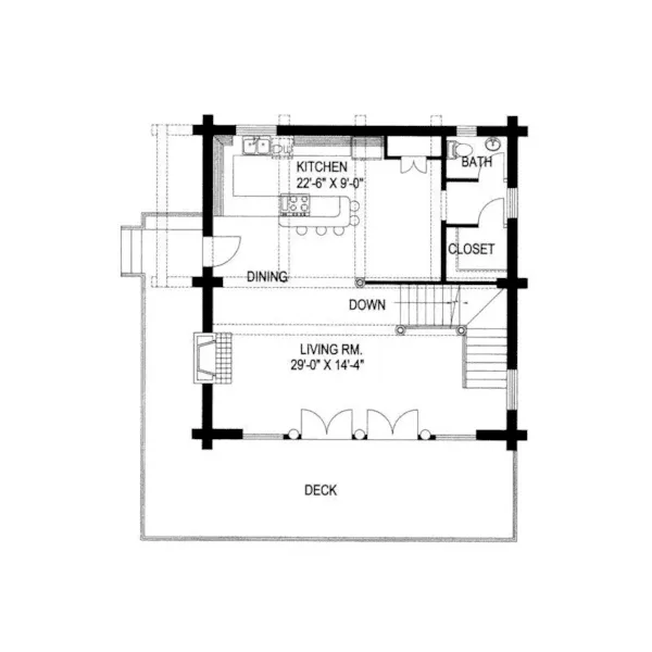 A-Frame House Plan First Floor - Leola Raised A-Frame Log Home 088D-0046 - Shop House Plans and More