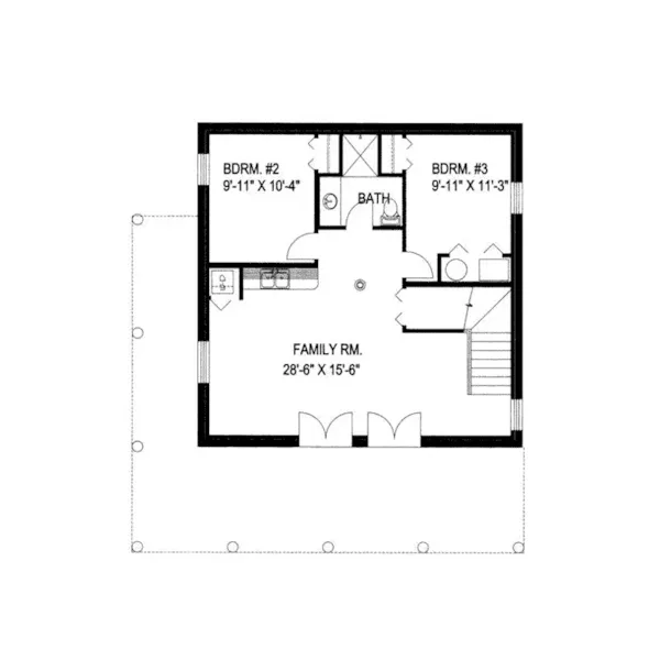 A-Frame House Plan Lower Level Floor - Leola Raised A-Frame Log Home 088D-0046 - Shop House Plans and More