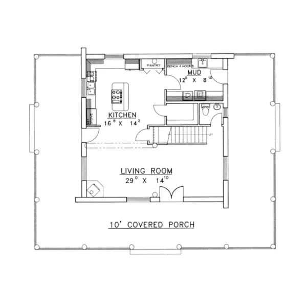 Rustic House Plan First Floor - Rainbow Lake Rustic Log Home 088D-0047 - Shop House Plans and More