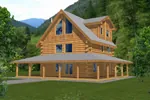 Rustic Two-Story Log Home With Wrap-Around Porch