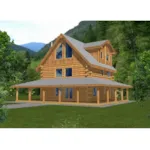 Rustic Two-Story Log Home With Wrap-Around Porch