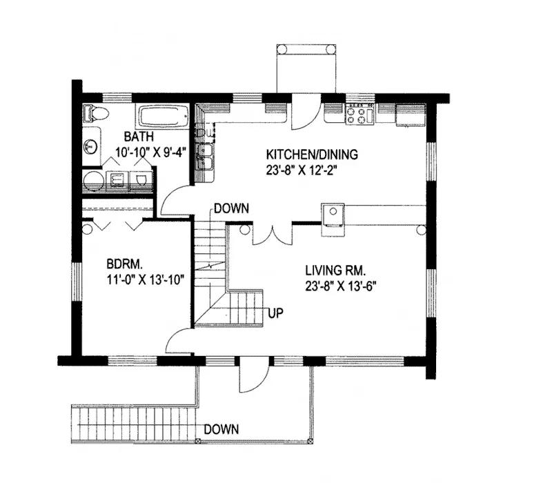 Traditional House Plan First Floor - Leverette Raised Log Cabin Home 088D-0048 - Shop House Plans and More