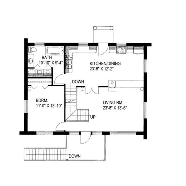 Country House Plan First Floor - Leverette Raised Log Cabin Home 088D-0048 - Shop House Plans and More