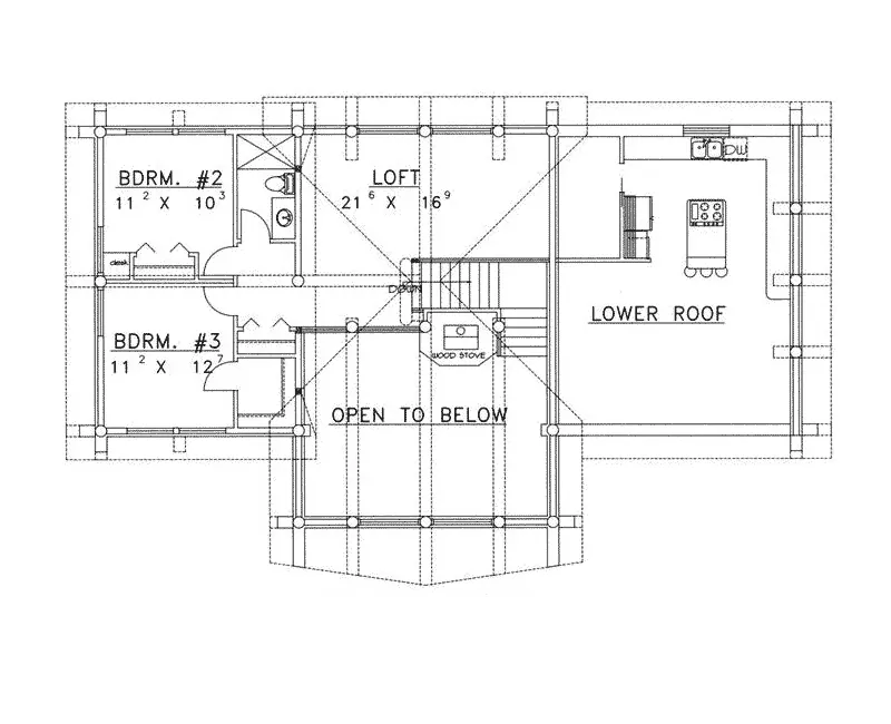 Waterfront House Plan Second Floor - Marvin Peak Log Home 088D-0050 - Shop House Plans and More