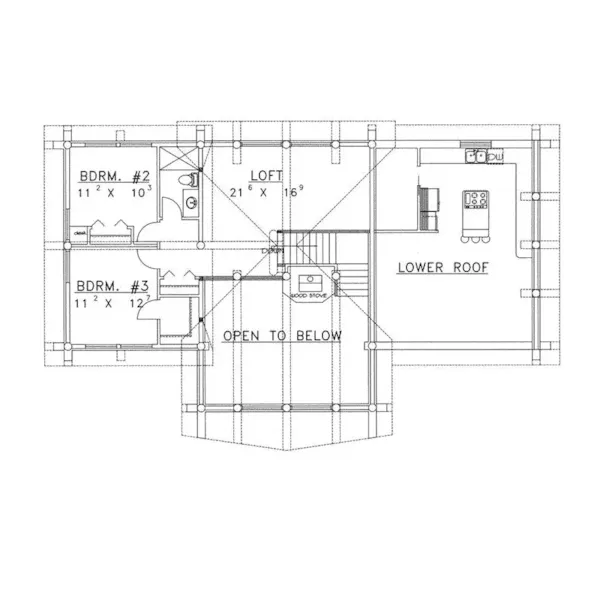 Log Cabin House Plan Second Floor - Marvin Peak Log Home 088D-0050 - Shop House Plans and More