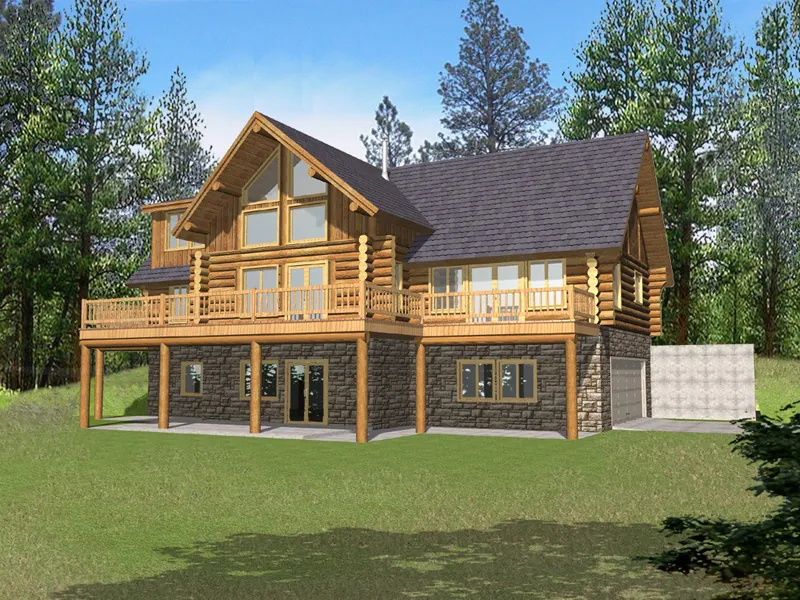 Soothing Wall of Windows Grace This Log Homes Exterior