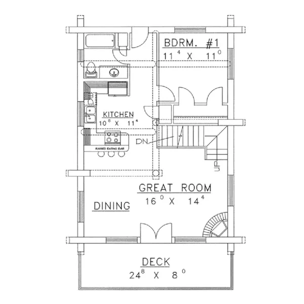 Mountain House Plan First Floor - Questover Canyon Log Cabin Home 088D-0053 - Shop House Plans and More