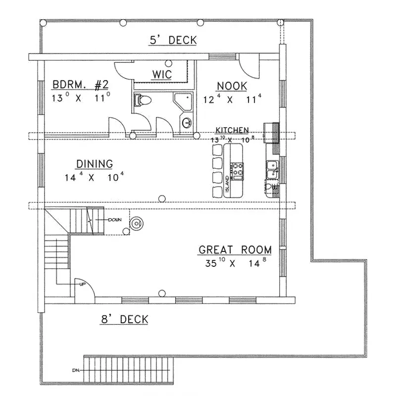 Country House Plan First Floor - Rockport Peak Log Home 088D-0054 - Shop House Plans and More
