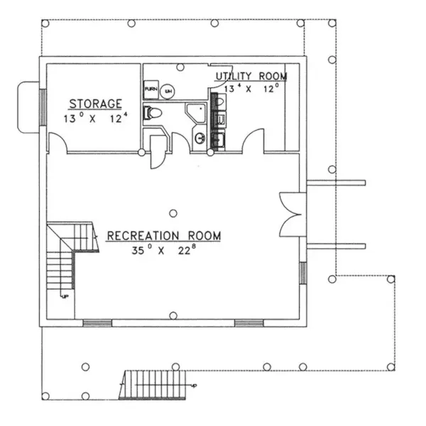 Rustic House Plan Lower Level Floor - Rockport Peak Log Home 088D-0054 - Shop House Plans and More