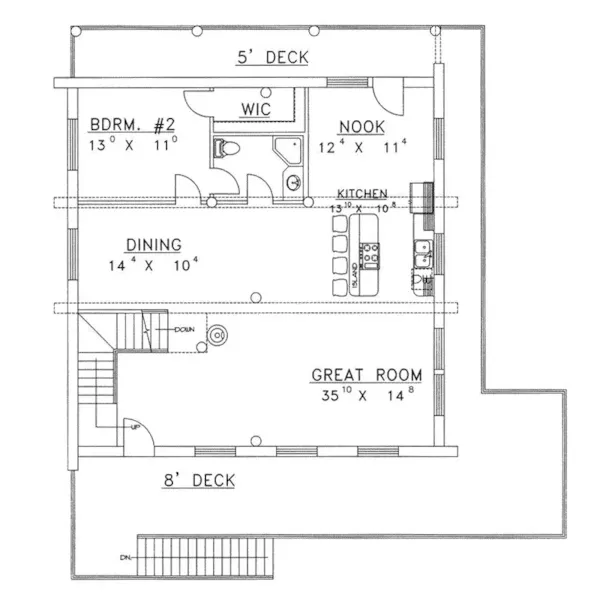 Country House Plan First Floor - Carmello Log Cabin Home 088D-0055 - Search House Plans and More