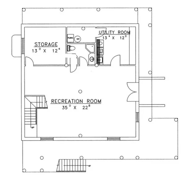 Country House Plan Lower Level Floor - Carmello Log Cabin Home 088D-0055 - Search House Plans and More