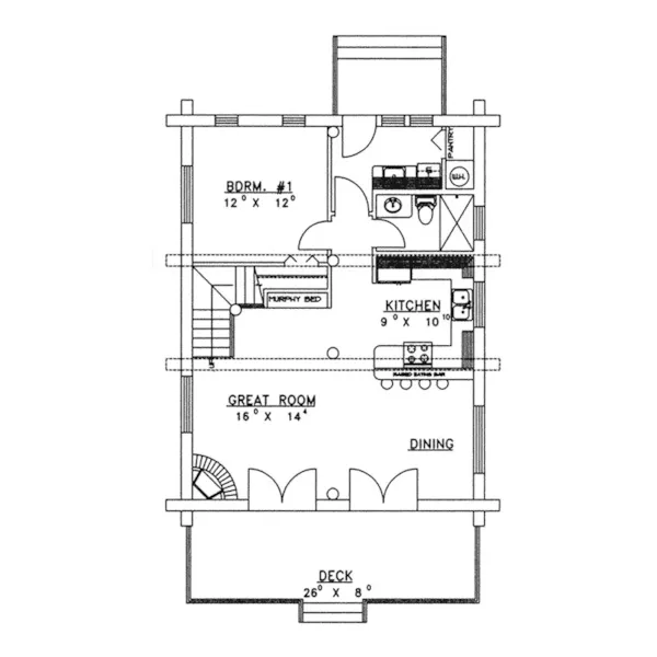 Vacation House Plan First Floor - Hiawatha Vacation Log Home 088D-0059 - Search House Plans and More