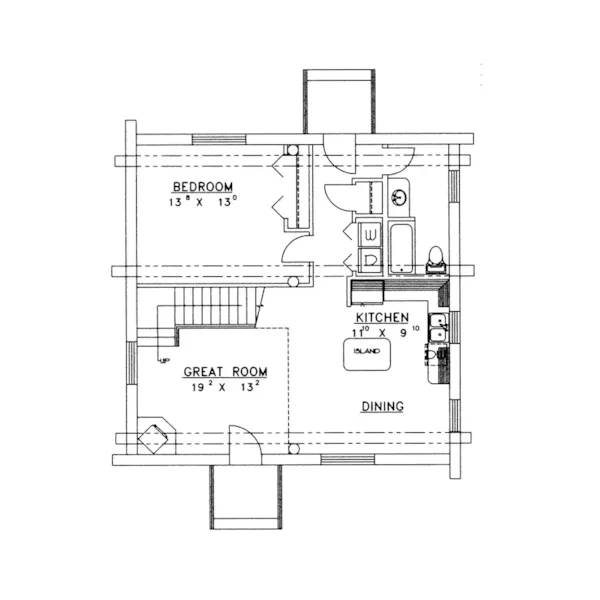 Vacation House Plan First Floor - Lone Eagle Vacation Log Home 088D-0061 - Shop House Plans and More