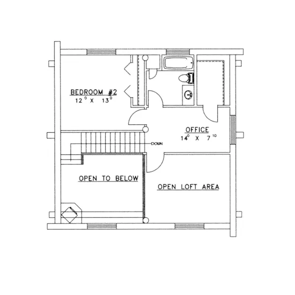 Vacation House Plan Second Floor - Lone Eagle Vacation Log Home 088D-0061 - Shop House Plans and More