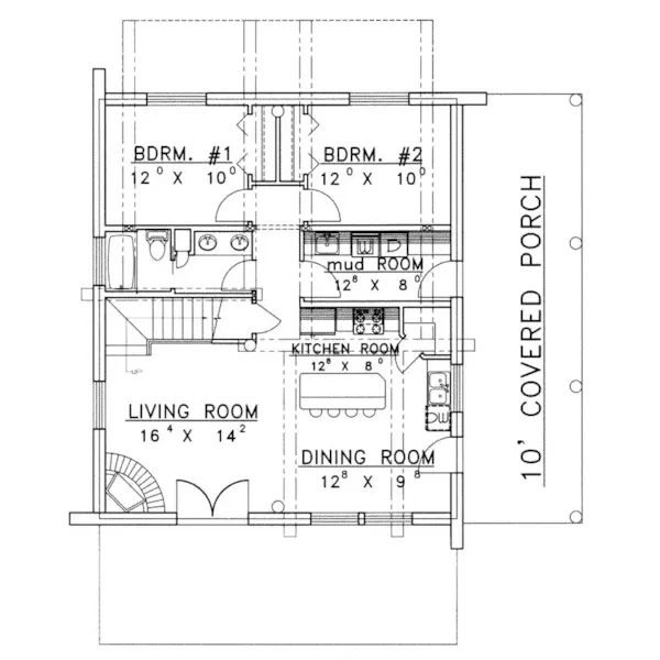 Modern House Plan First Floor - Quaint Cottage Log Cabin Home 088D-0062 - Shop House Plans and More