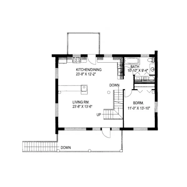 Waterfront House Plan First Floor - Eddystone Place Cottage Home 088D-0063 - Search House Plans and More