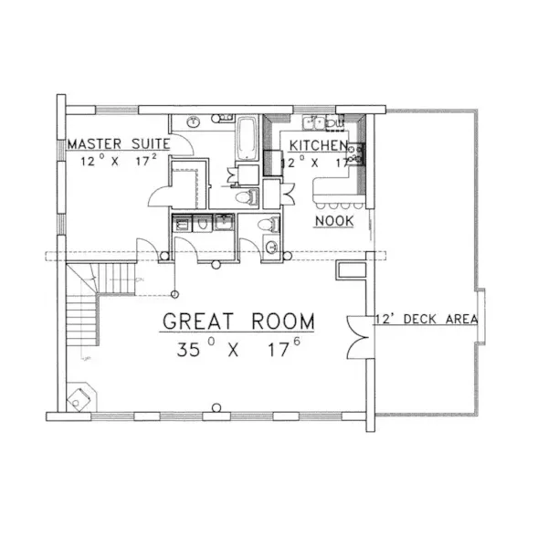 A-Frame House Plan First Floor - Stone Creek Log Cabin Home 088D-0064 - Shop House Plans and More