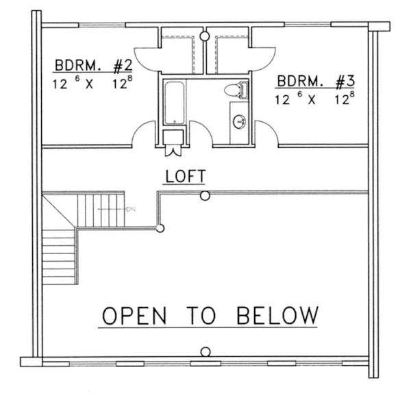 A-Frame House Plan Second Floor - Stone Creek Log Cabin Home 088D-0064 - Shop House Plans and More