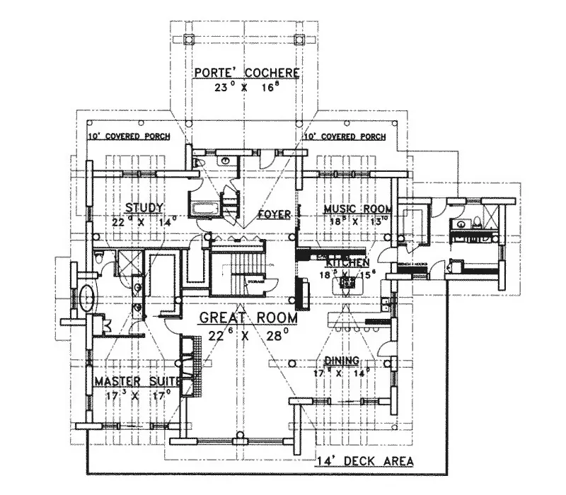Ranch House Plan First Floor - Clarkwood Log Home 088D-0065 - Search House Plans and More