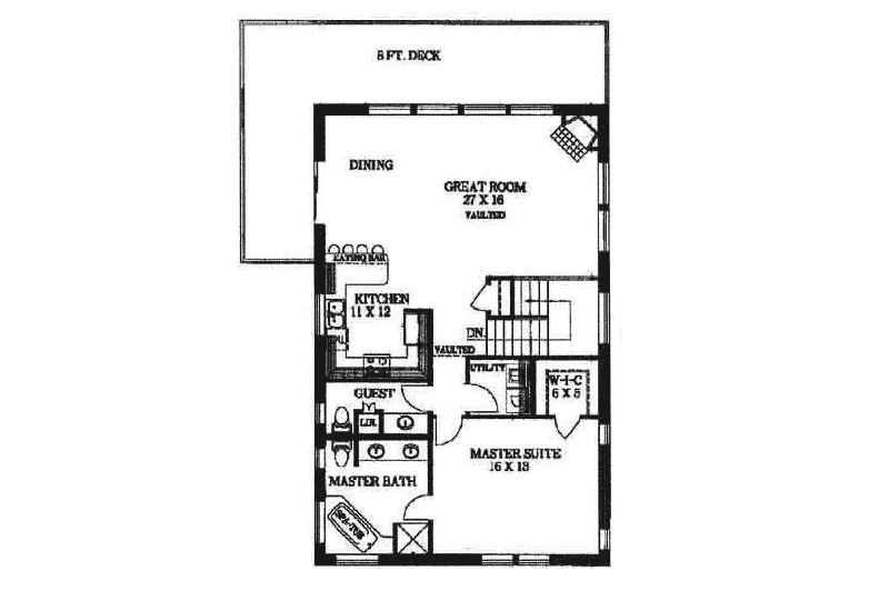 Lake House Plan First Floor - Langsworth Country Home 088D-0066 - Shop House Plans and More