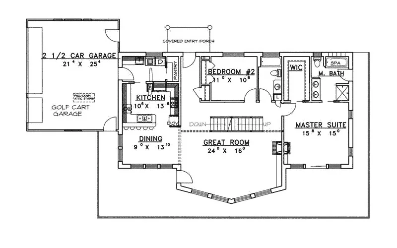 Waterfront House Plan First Floor - Pebble Creek Lake Home 088D-0071 - Shop House Plans and More