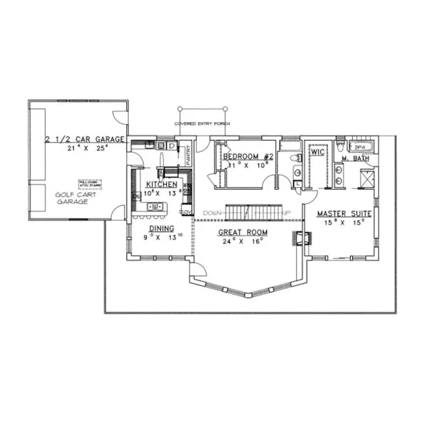 Waterfront House Plan First Floor - Pebble Creek Lake Home 088D-0071 - Shop House Plans and More