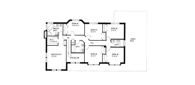 Tudor House Plan Second Floor - Claybourne Country Home 088D-0074 - Search House Plans and More