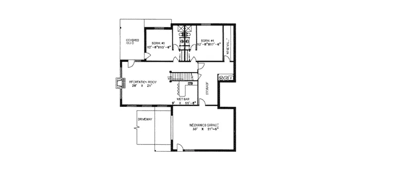 Country House Plan Lower Level Floor - Fredericksburg A-Frame Home 088D-0076 - Search House Plans and More