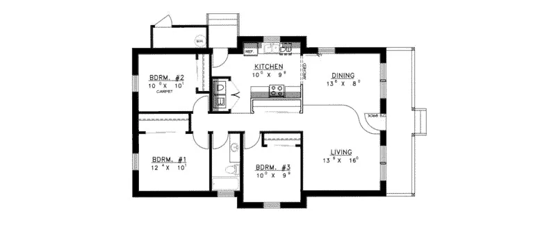 Vacation House Plan First Floor - Estelle Cabin Ranch Home 088D-0077 - Search House Plans and More