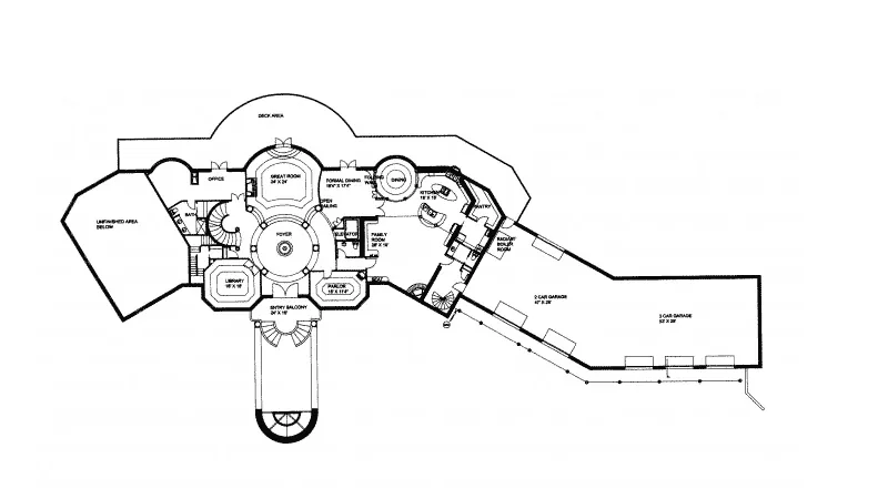 Santa Fe House Plan First Floor - Picasso Mediterranean Home 088D-0080 - Shop House Plans and More