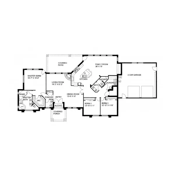 Contemporary House Plan First Floor - Corinth Hill Florida Style Home 088D-0082 - Search House Plans and More