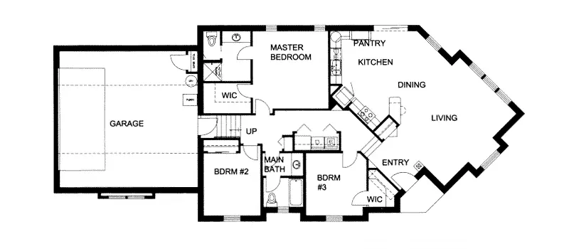 Craftsman House Plan First Floor - Garfield Point Ranch Home 088D-0084 - Search House Plans and More