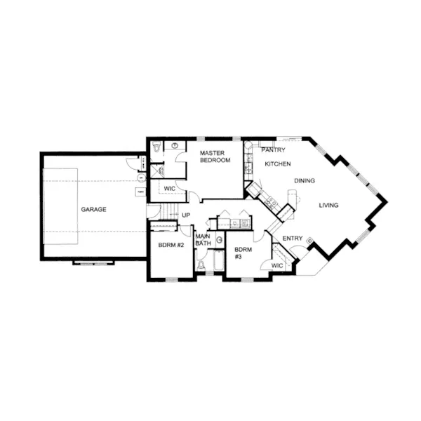 Mountain House Plan First Floor - Garfield Point Ranch Home 088D-0084 - Search House Plans and More