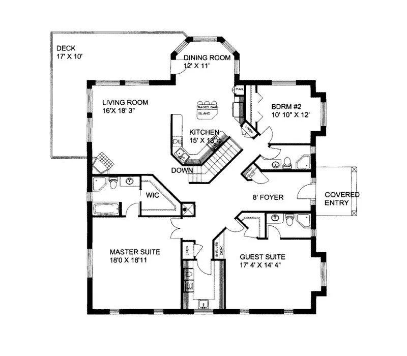 Traditional House Plan First Floor - Melita Sloping Lot Home 088D-0086 - Shop House Plans and More