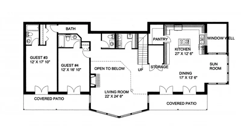 Country House Plan Lower Level Floor - Ostermueller A-Frame Home 088D-0087 - Shop House Plans and More