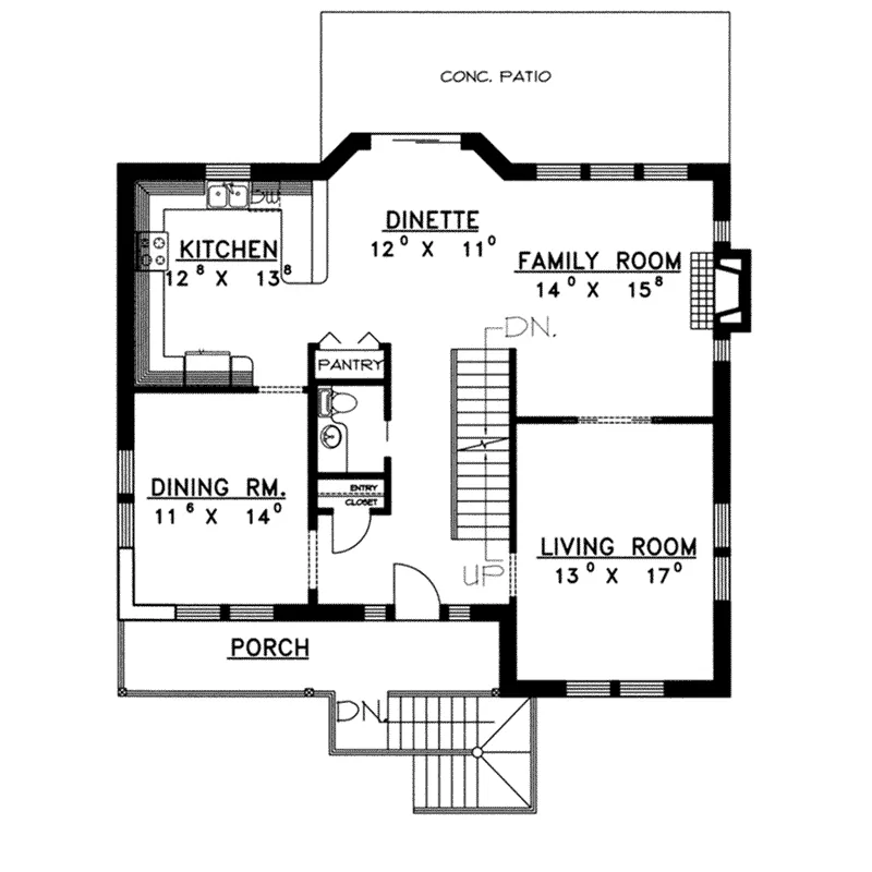 Traditional House Plan First Floor - Menomonee Mountain Lake Home 088D-0088 - Shop House Plans and More