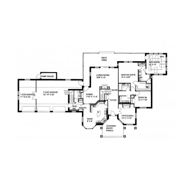 Ranch House Plan First Floor - Cordoba Luxury Home 088D-0090 - Search House Plans and More