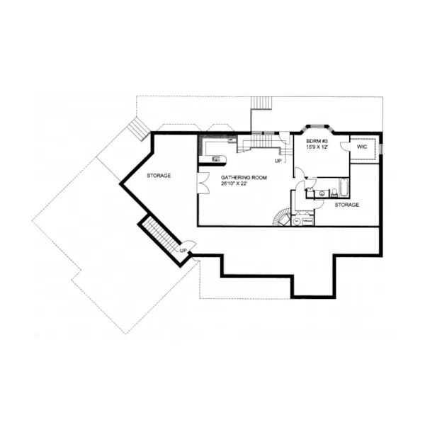 Traditional House Plan Lower Level Floor - Anabelle Park Ranch Home 088D-0092 - Search House Plans and More