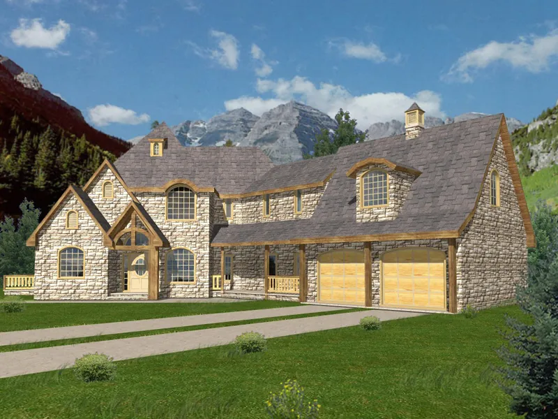 English Cottage House Plan Front of Home - Steele Valley Luxury European Home 088D-0094 - Shop House Plans and More