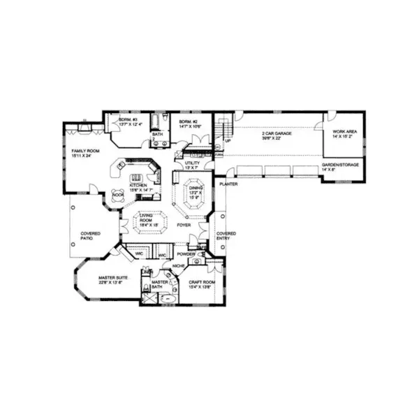 Luxury House Plan First Floor - Duarte Luxury Ranch Home 088D-0100 - Search House Plans and More