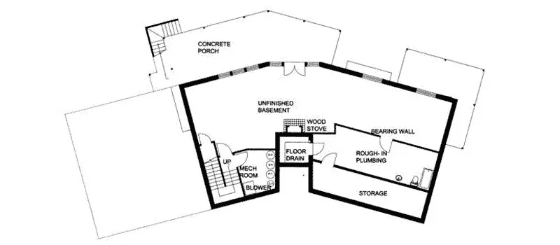 Waterfront House Plan Lower Level Floor - Ridge Forest Rustic Ranch Home 088D-0101 - Shop House Plans and More