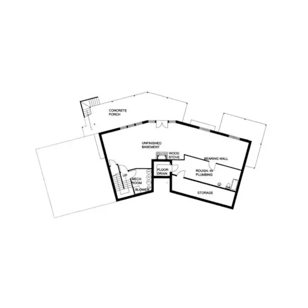 Waterfront House Plan Lower Level Floor - Ridge Forest Rustic Ranch Home 088D-0101 - Shop House Plans and More