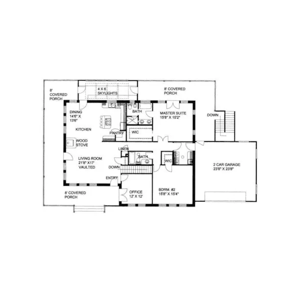 Mountain House Plan First Floor - Colombo Rustic Mountain Home 088D-0102 - Search House Plans and More