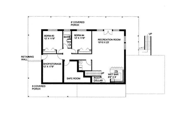 Lake House Plan Lower Level Floor - Colombo Rustic Mountain Home 088D-0102 - Search House Plans and More