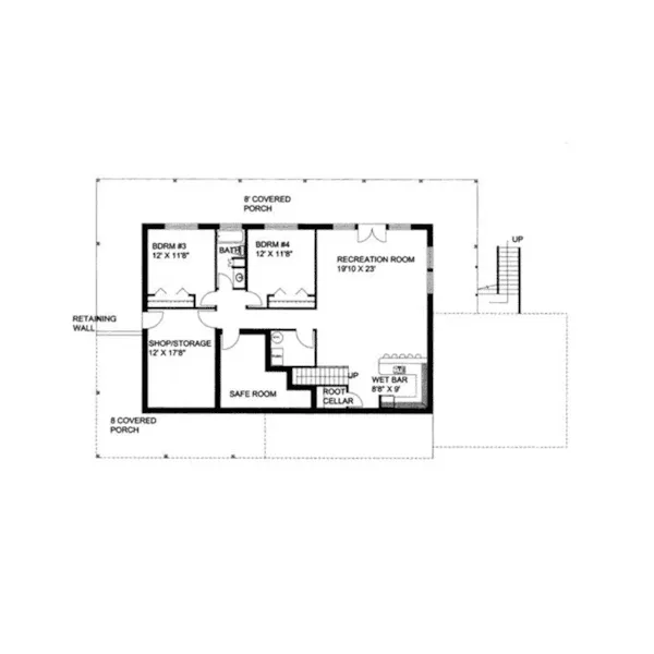 Mountain House Plan Lower Level Floor - Colombo Rustic Mountain Home 088D-0102 - Search House Plans and More