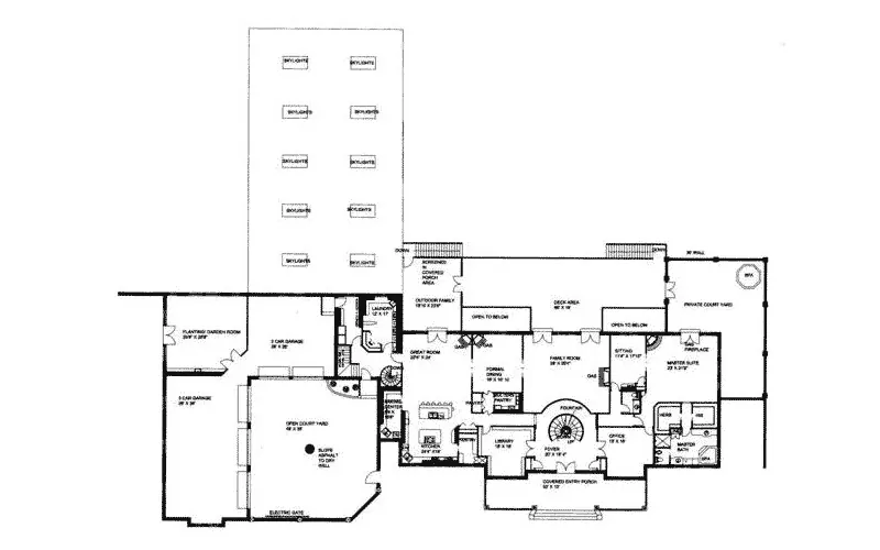 Rustic House Plan First Floor - Houstonia Rustic Luxury Home 088D-0103 - Search House Plans and More
